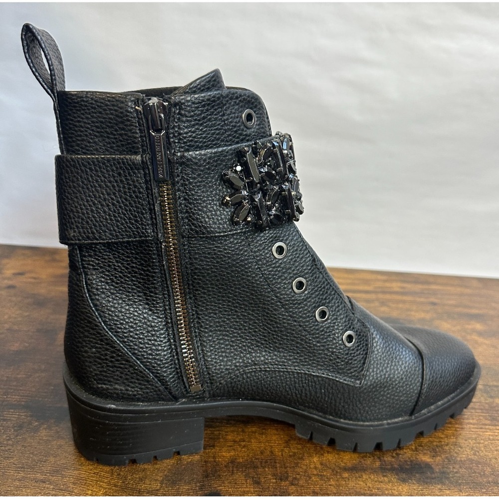 Karl Lagerfeld Paris Payson Black Crystal Embellished Combat Boots Mens 8.5 E22 - Picture 4 of 15